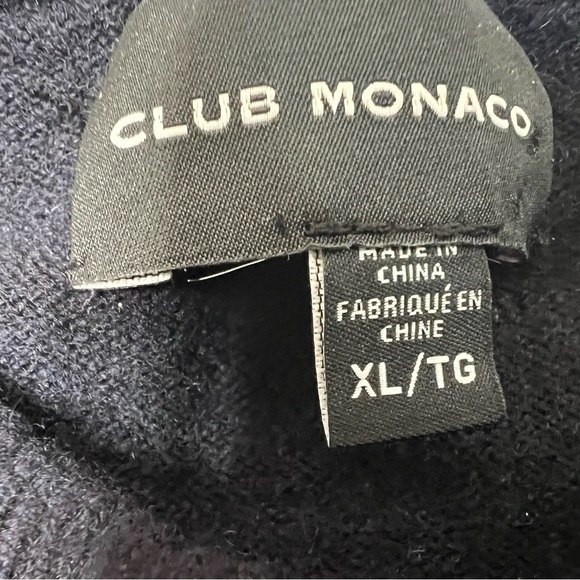 Club Monaco Sweater Men XL Fair Isle Slim Fit Navy Blue 100% Nordic Crewneck 576 - Picture 3 of 4